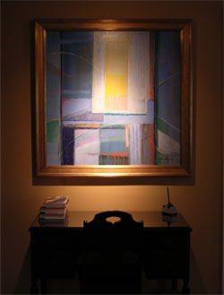 Abstract framed over desk